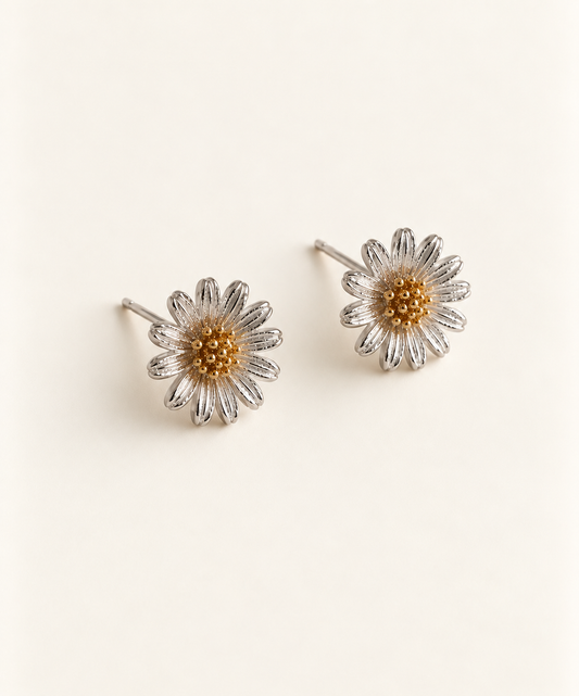 Dual Daisy - Silver Earrings